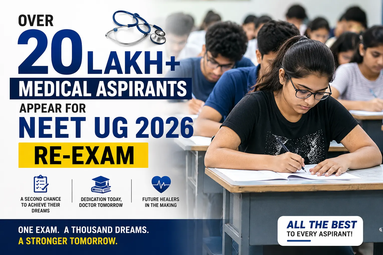 Over 20 Lakh Medical Aspirants Appear for NEET UG 2026 Re-Exam